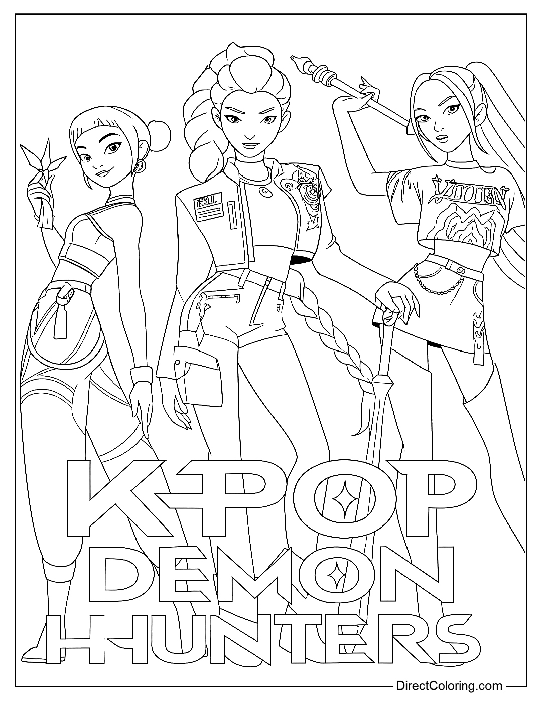 KPop Demon Hunters Free Coloring Page